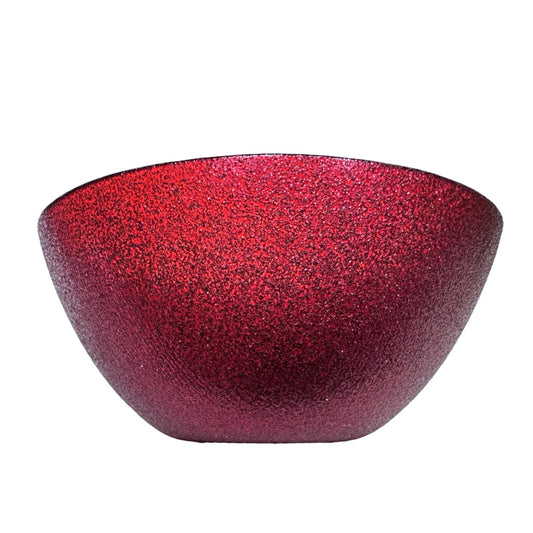 Christmas Day Red Sparkling Glass Dinner Side Bowl w/Textured Back Desserts
