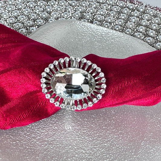 Napkin Rings Crystal Center Oval Stone Surrounded by Small Crystals by Tahari