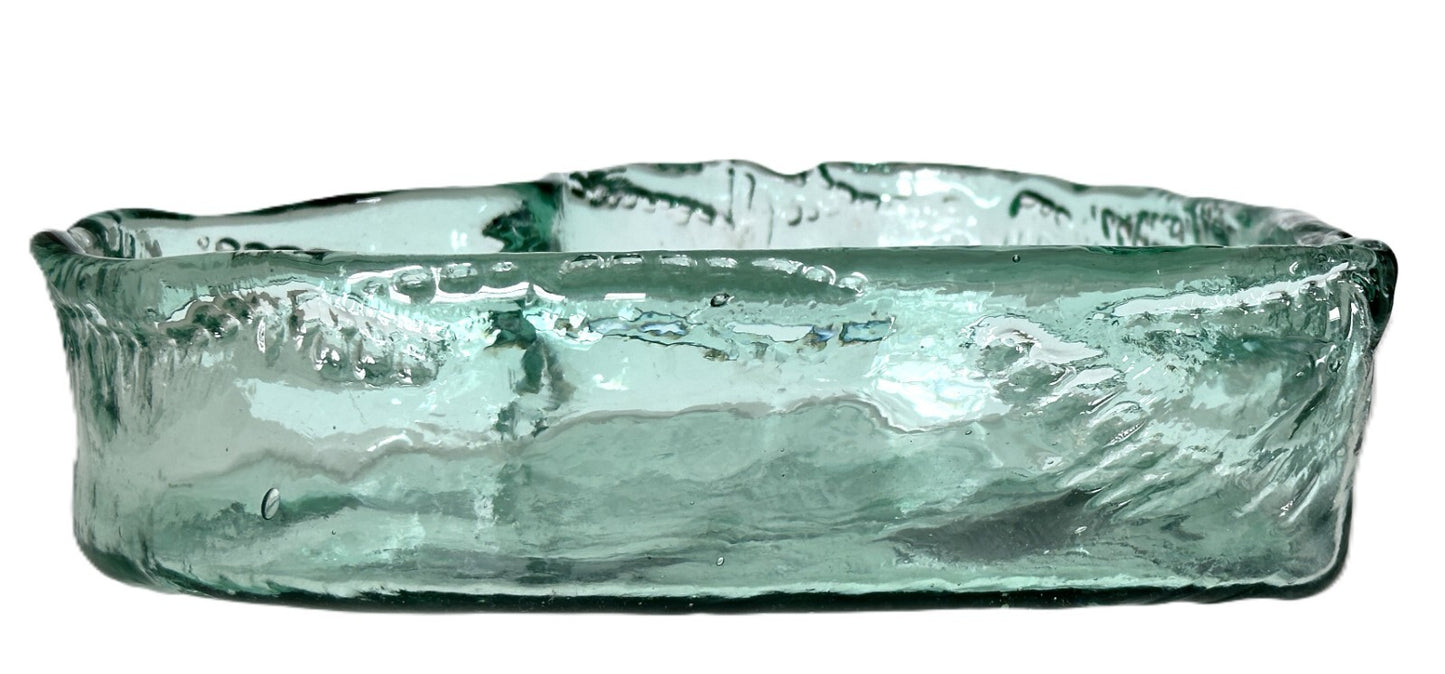 Heart Shaped Asymmetrical Serving Bowl Dish Pie Plate 100% Recycled Glass Unique