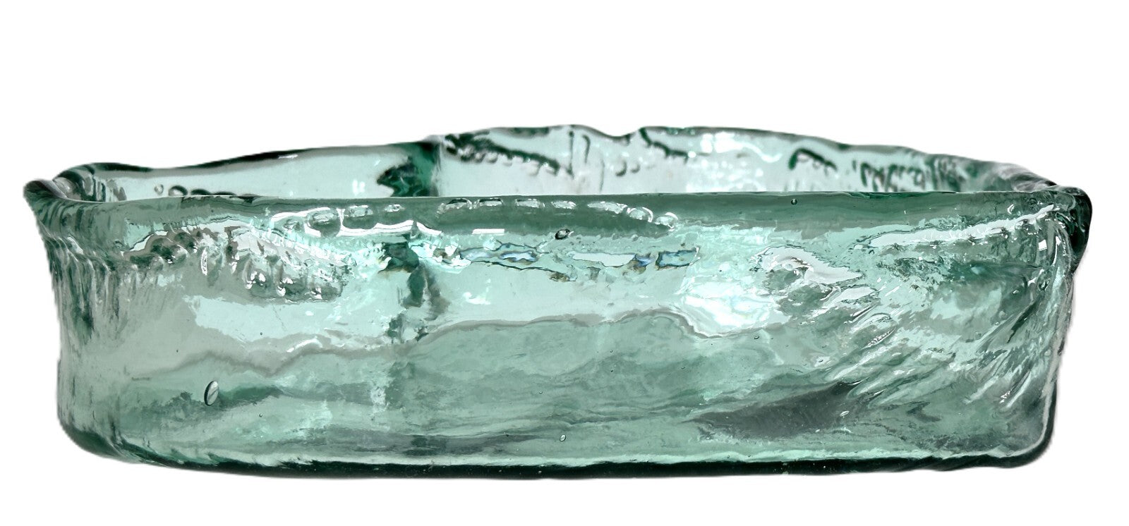 Heart Shaped Asymmetrical Serving Bowl Dish Pie Plate 100% Recycled Glass Unique