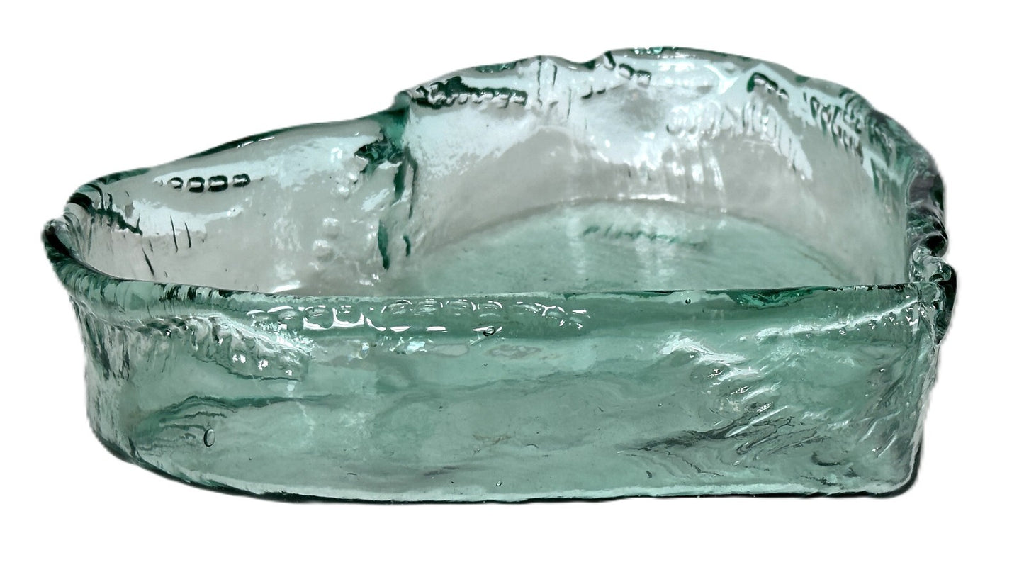 Heart Shaped Asymmetrical Serving Bowl Dish Pie Plate 100% Recycled Glass Unique