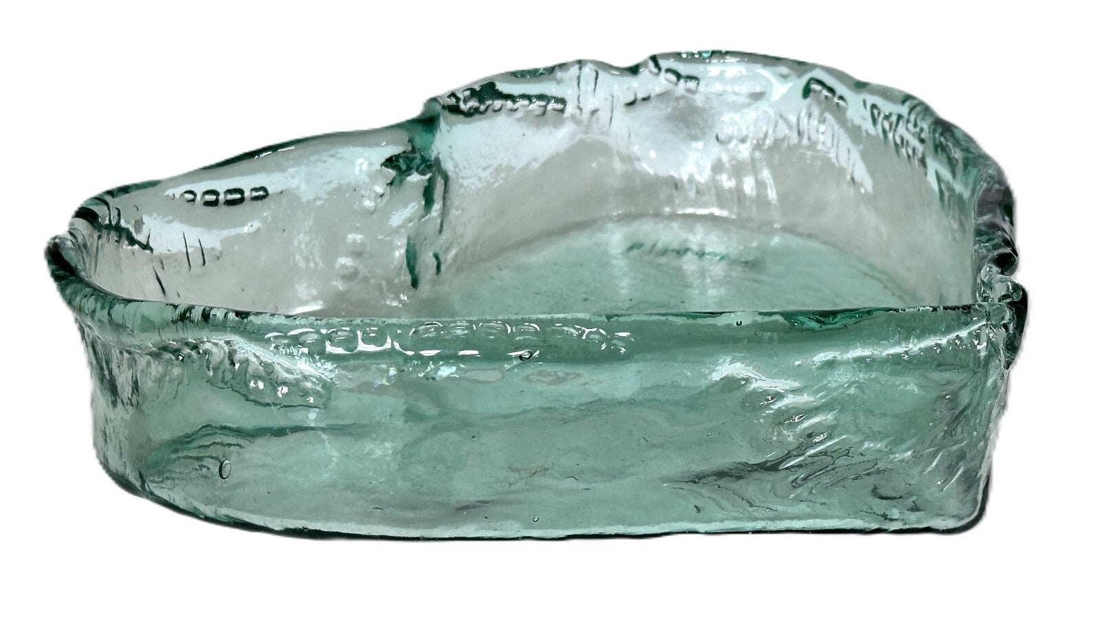 Heart Shaped Asymmetrical Serving Bowl Dish Pie Plate 100% Recycled Glass Unique