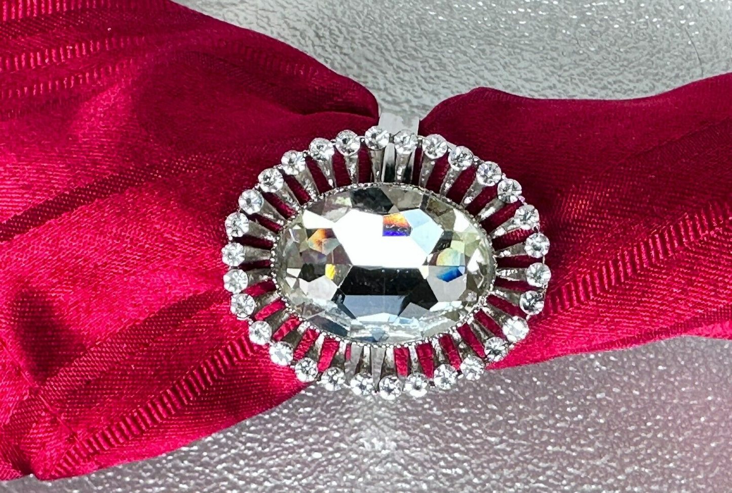 Napkin Rings Crystal Center Oval Stone Surrounded by Small Crystals by Tahari