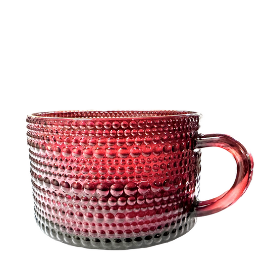 Cupcakes and Cashmere 2 Piece Velvet Red Hobnail Glass Mug w/Handle & Gold Rim