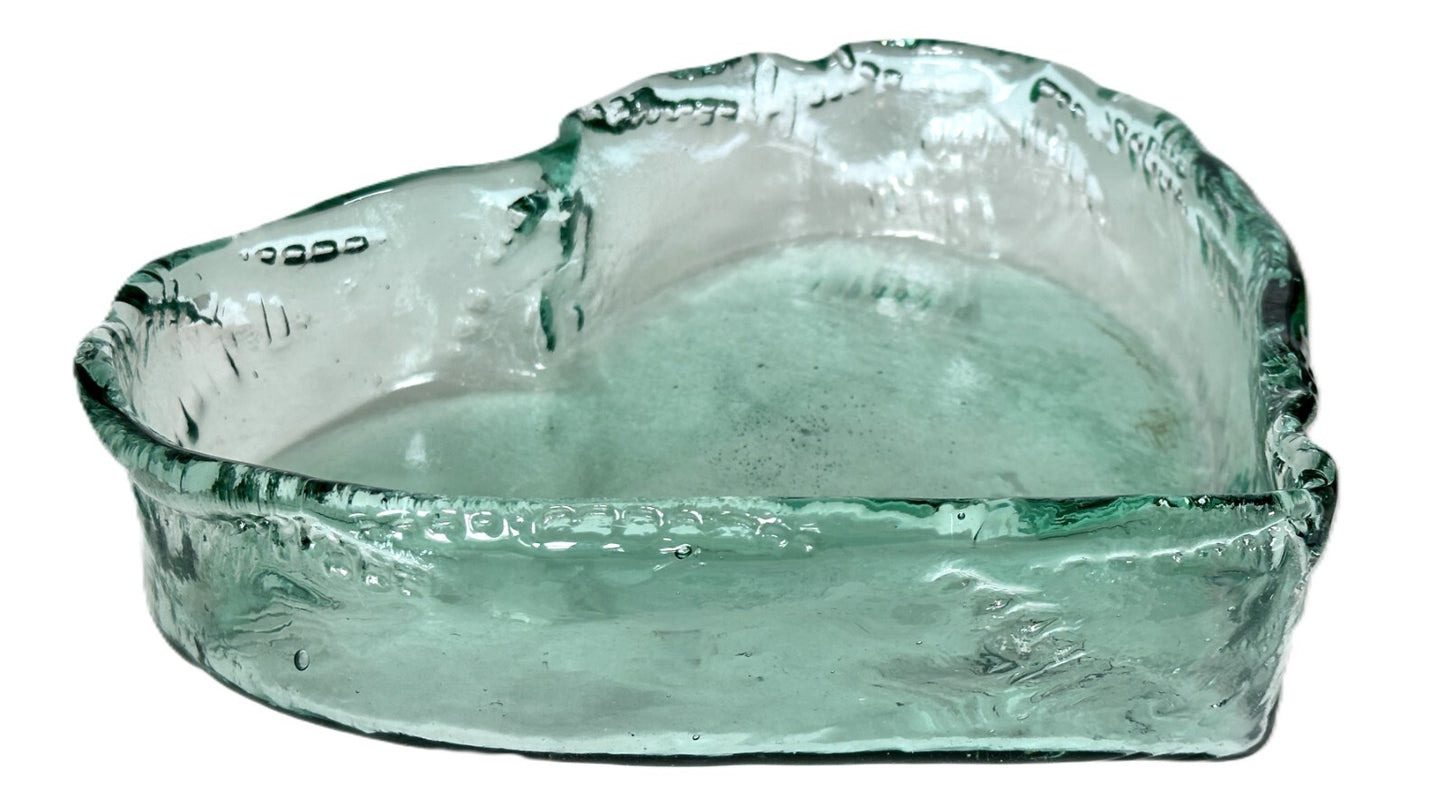 Heart Shaped Asymmetrical Serving Bowl Dish Pie Plate 100% Recycled Glass Unique