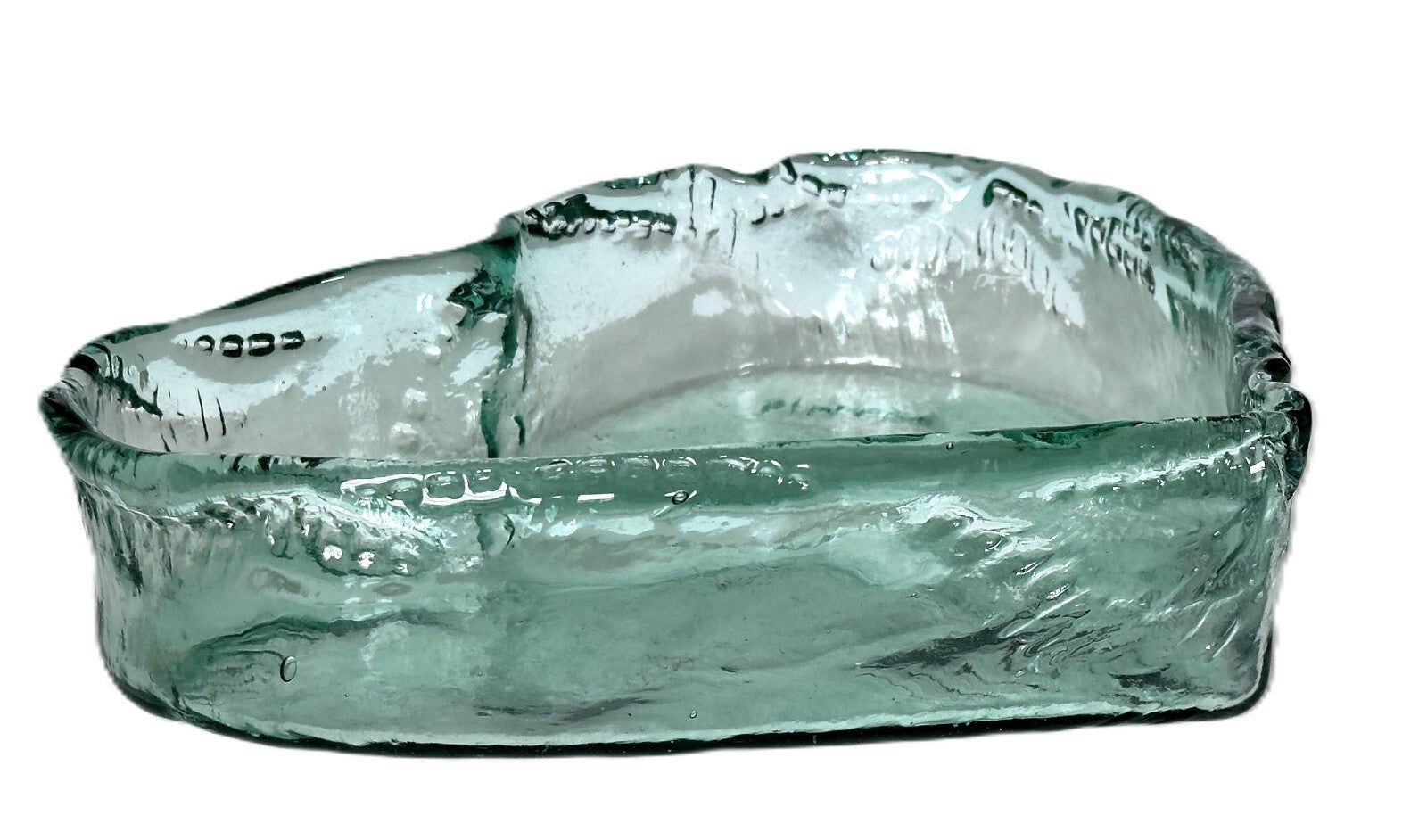 Heart Shaped Asymmetrical Serving Bowl Dish Pie Plate 100% Recycled Glass Unique