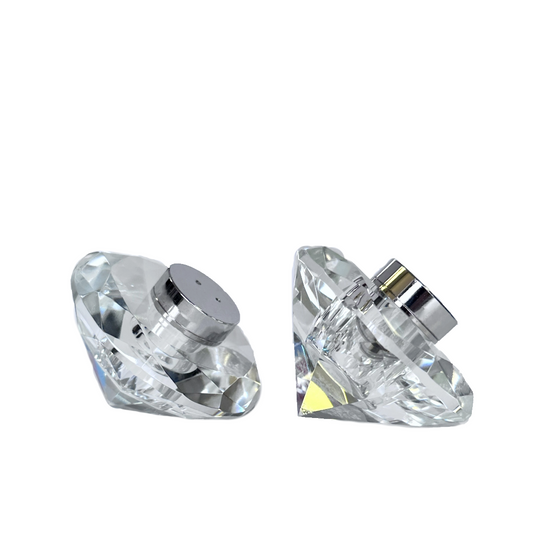 Salt & Pepper Shakers, Diamond Shaped Sparkling Crystals w/Silver Cap by Vidali