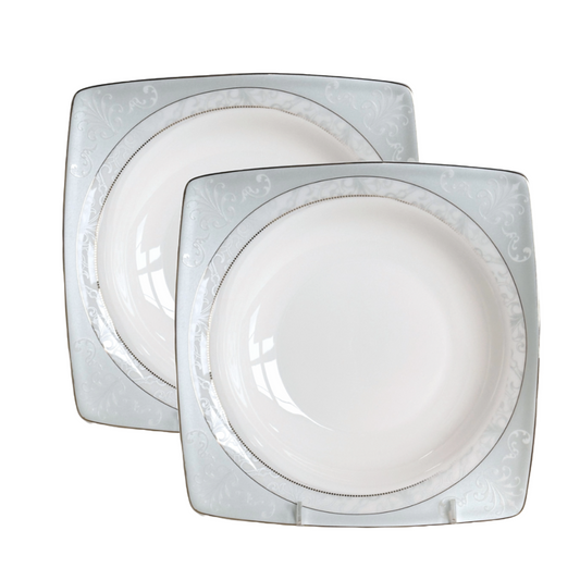 Joseph Sedgh MELANIE Fine Bone China, Square Soup / Pasta Plate 8.75" Set/2