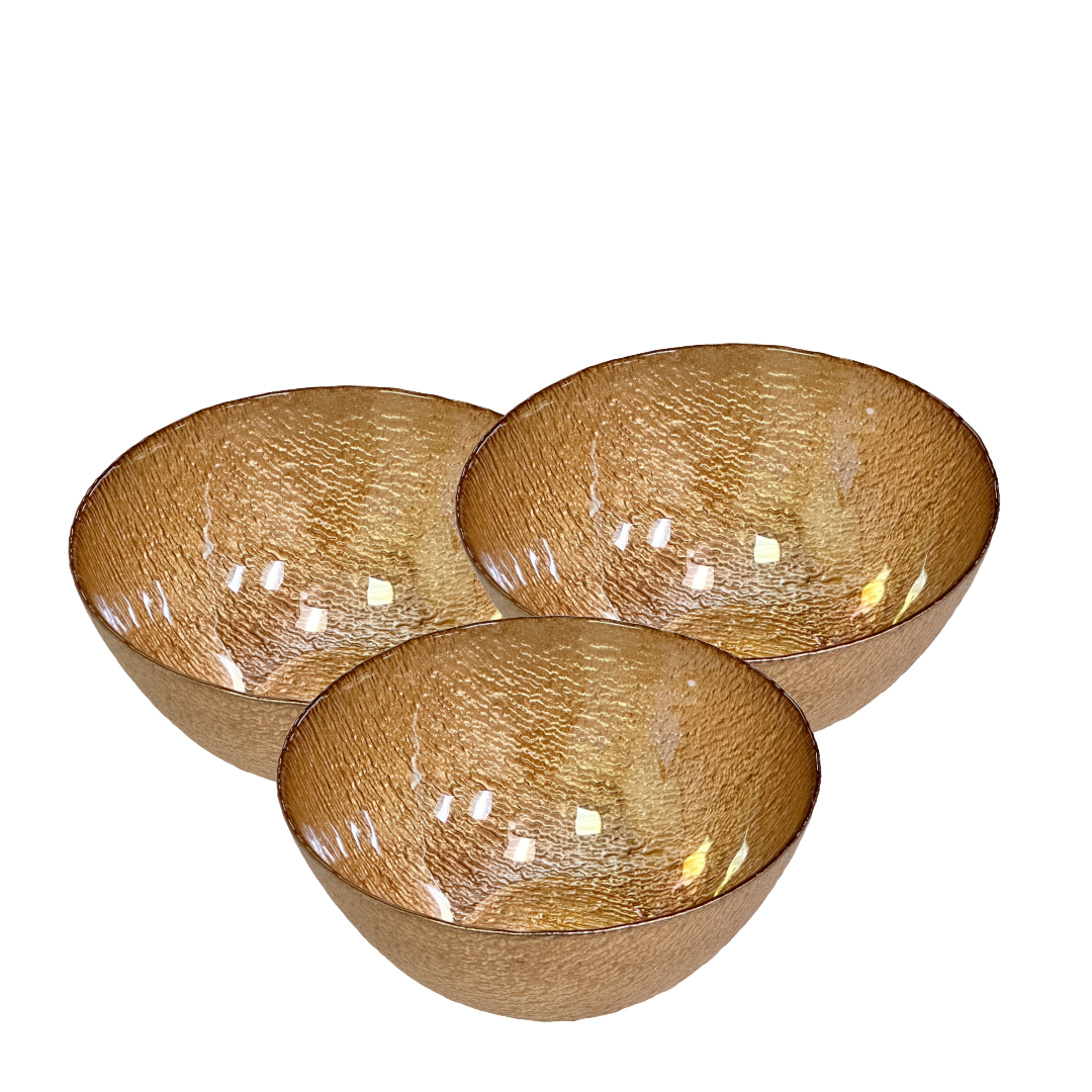 Gold Sparkling Iridescent Side Dinner Bowls 6" for Salads, Dessert, Soup Set/3