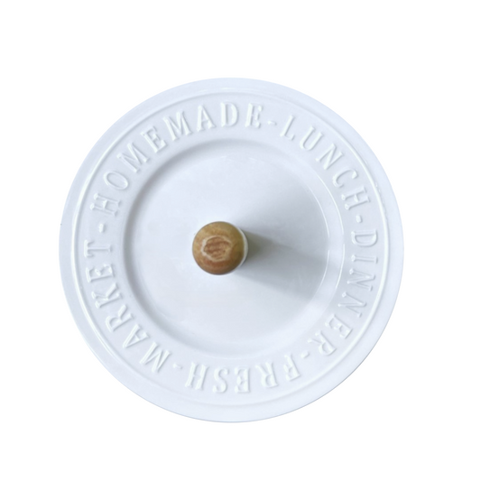 2-Tiered Dessert Stand or Cheese Server, White Ceramic Tray w/Embossed Lettering