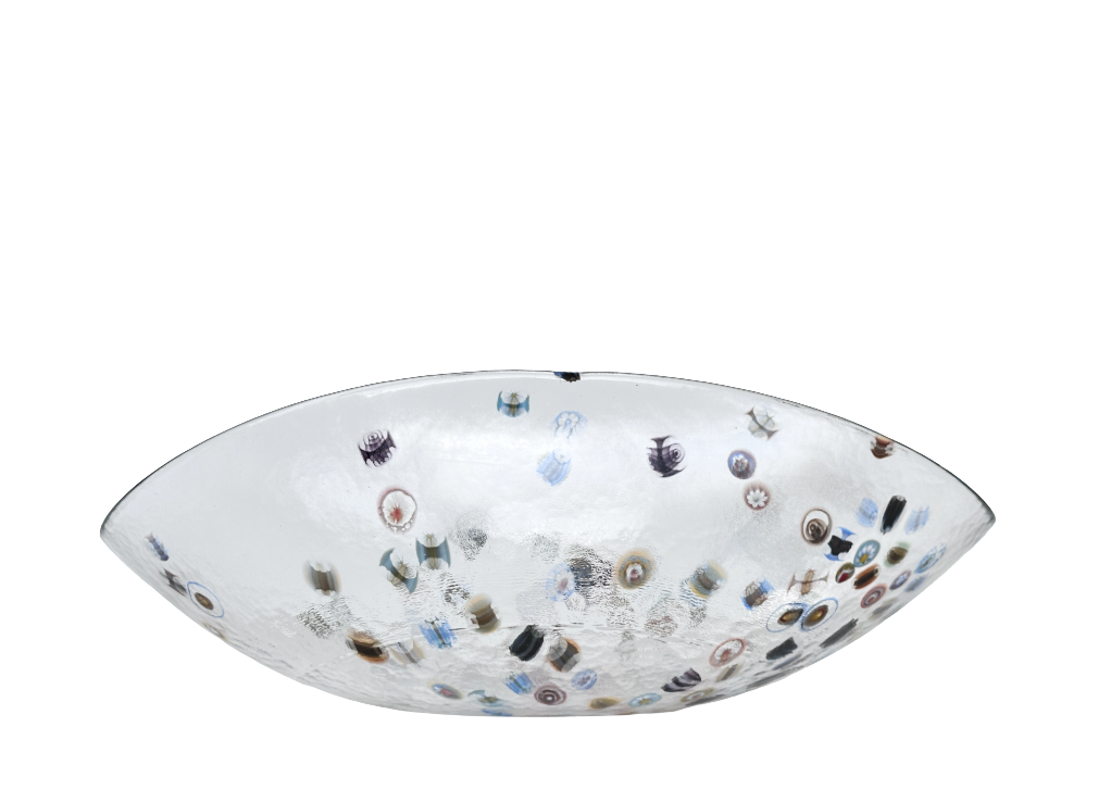 Murano Glass Millefiori Bowl Curved Sides Handmade in Italy byYalos Murano Glass