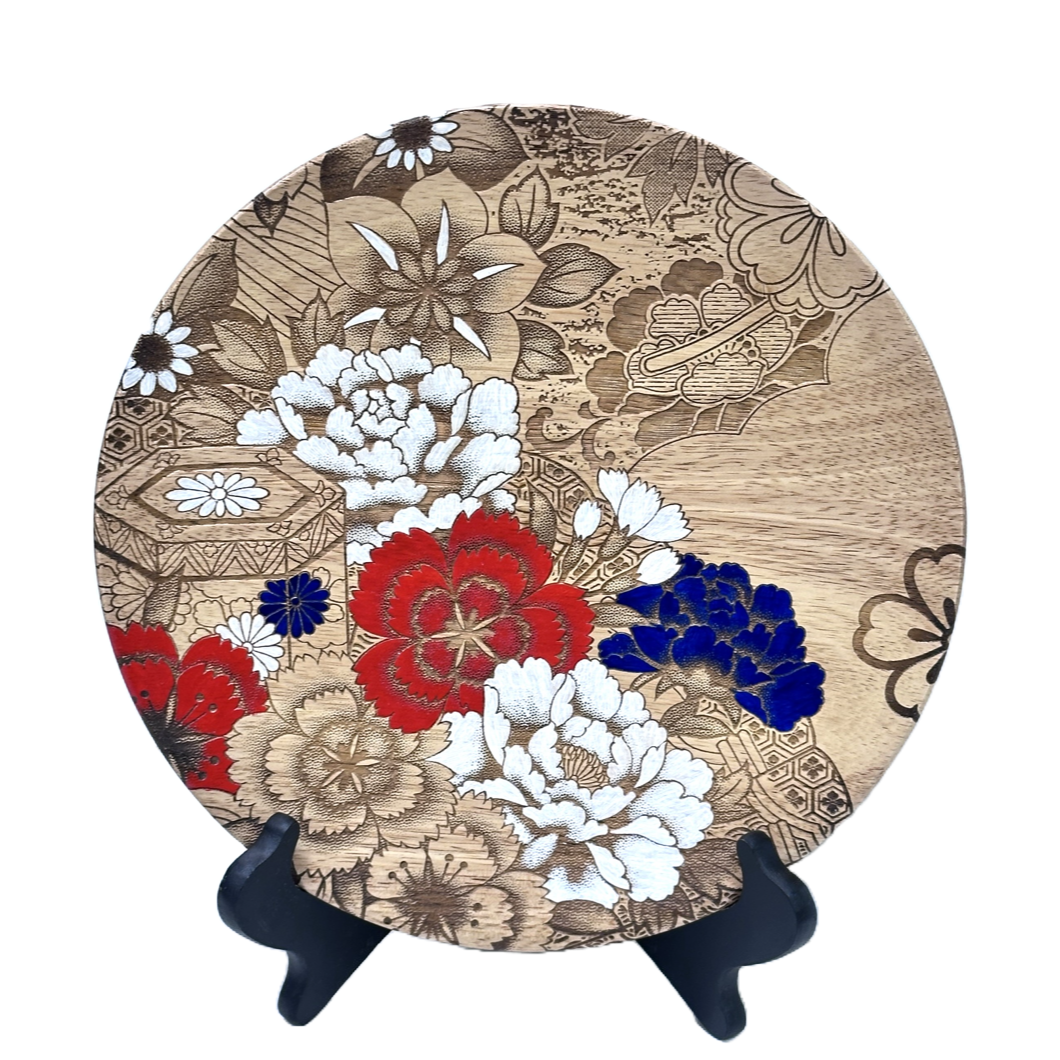 Wall Art, Art Piece, Platter, Kyo-Yuzen Aya Printing & Kyo-Yuzen Engraving Sans
