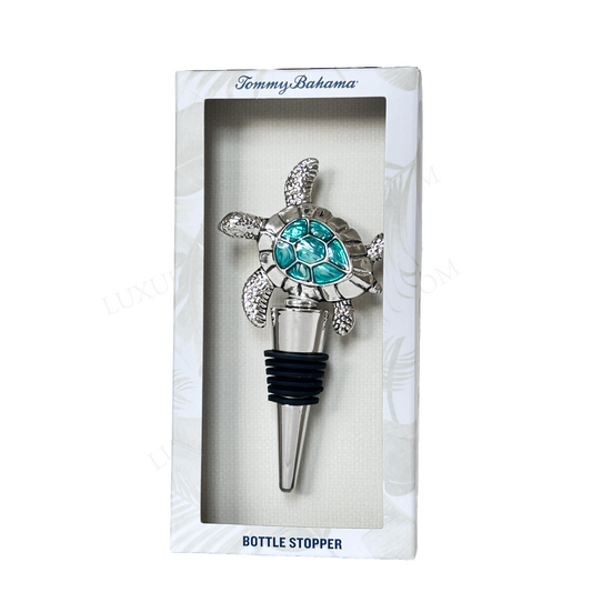 Wine Bottle Stopper Teal & Silver Sea Turtle w/Rubber Seal by Tommy Bahama