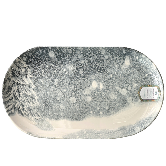 Decorative tray with winter design and snowflake pattern