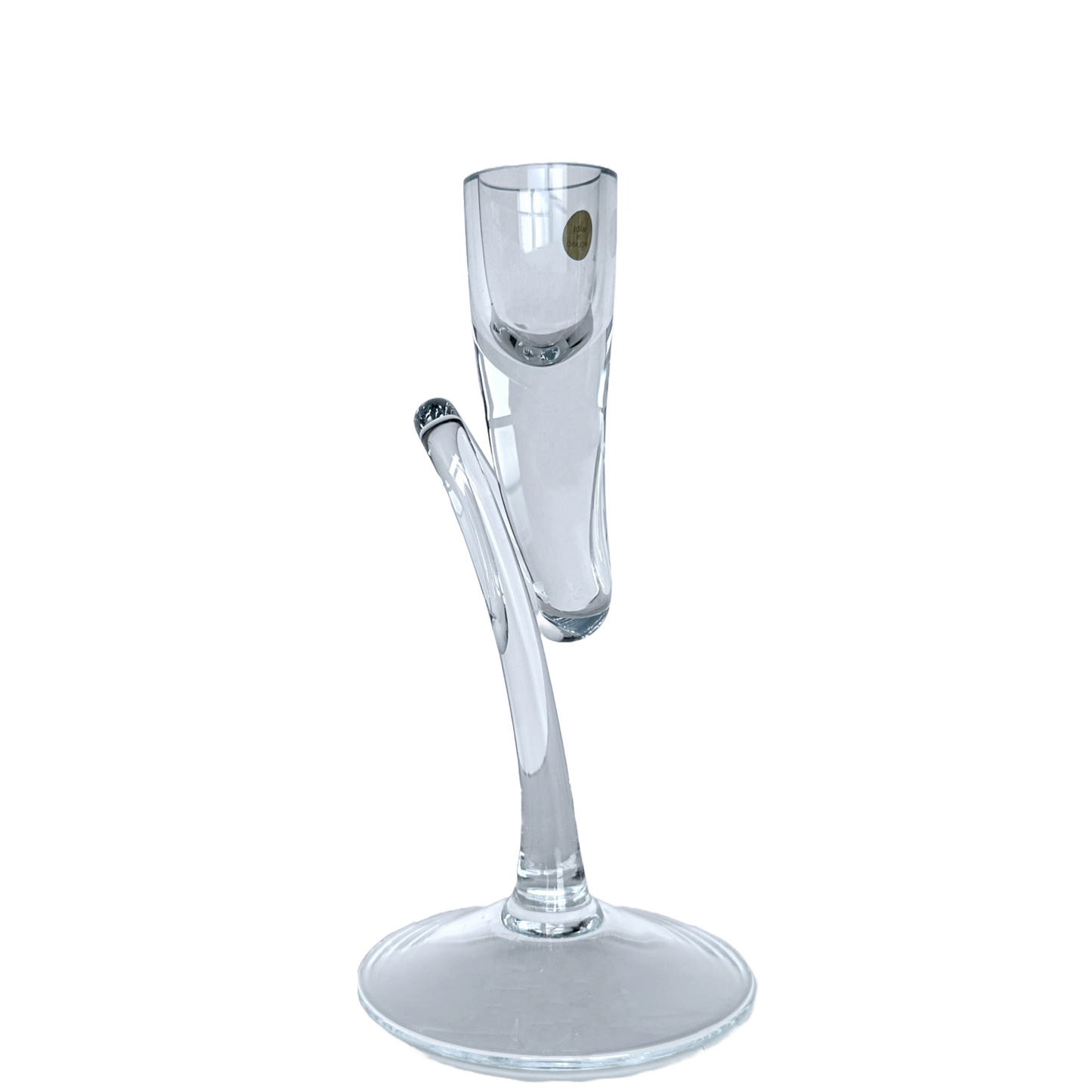 Taper Candle Holder, Modern Glass with Curved Loop Stem 7.25" Made In Poland