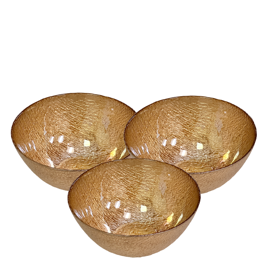 Gold Sparkling Iridescent Side Dinner Bowls 6" for Salads, Dessert, Soup Set/3