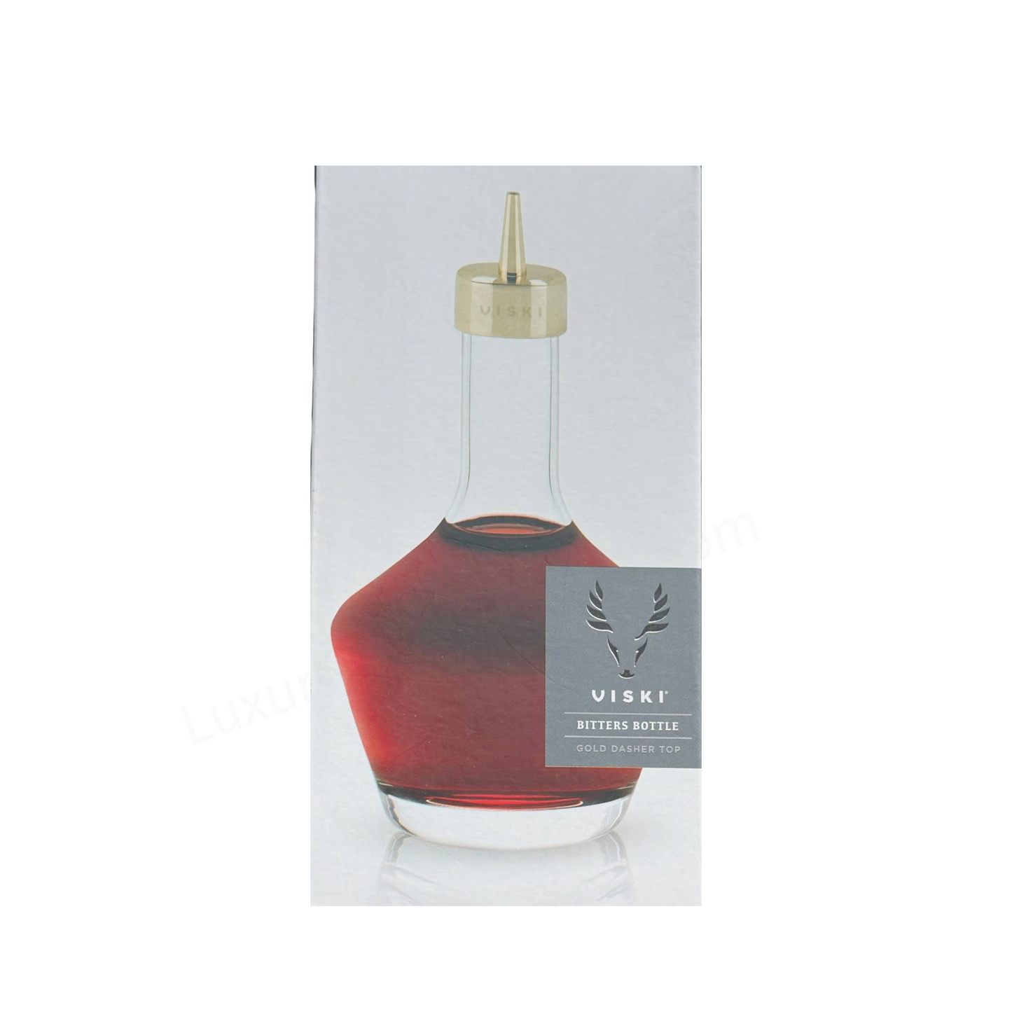 Viski Bitters Bottle Sleek Glass Design With Gold Dasher Top - Barware