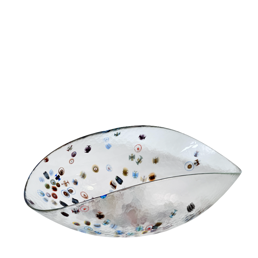 Murano Glass Millefiori Bowl Curved Sides Handmade in Italy byYalos Murano Glass