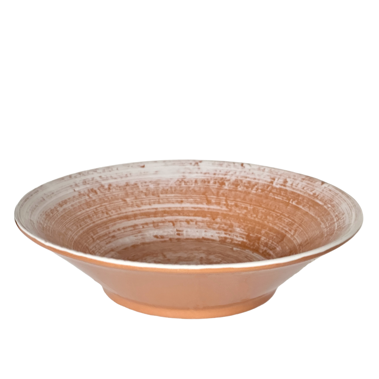 Large Mediterranean Terracotta Bowl Glazed with Whitewashed Interior Made In Italy by La Ceramica