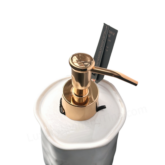 Soap Pump Dispenser Cream with Embossed Floral Design & Gold Pump