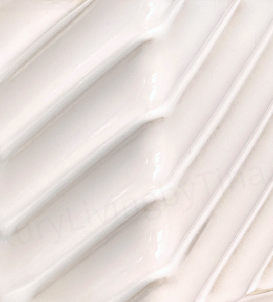 Toothbrush Holder Sculptural Matte White Ceramic with Diagonal Ridges