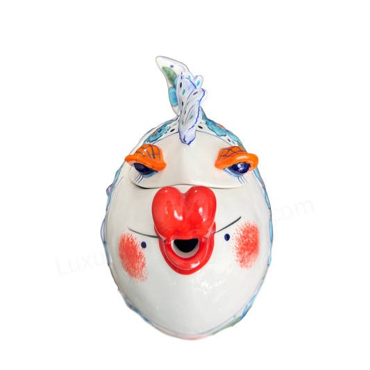 Bluesky Whimsical Fish Teapot Vibrant Colors Pour Spout Lips