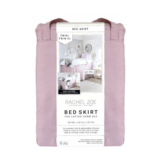 Bed Skirt Pink Twin Extra Long Lofted Dorm Bed 42" Drop Height by Rachel Zoe
