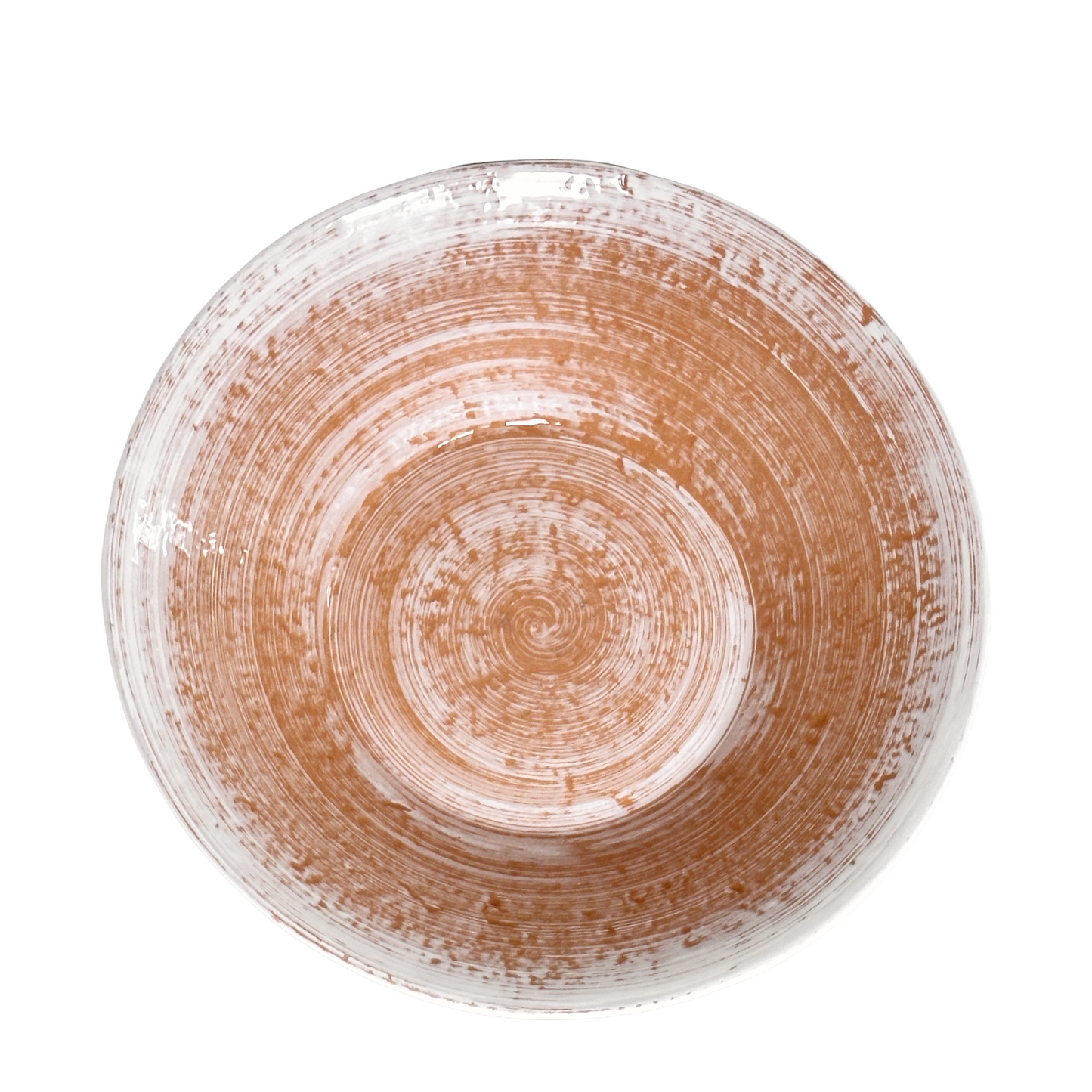 Large Mediterranean Terracotta Bowl Glazed with Whitewashed Interior Made In Italy by La Ceramica