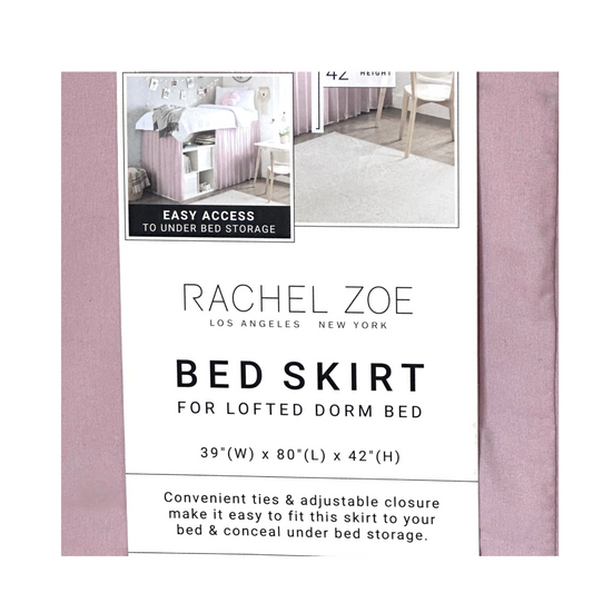 Bed Skirt Pink Twin Extra Long Lofted Dorm Bed 42" Drop Height by Rachel Zoe