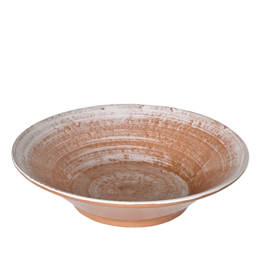Large Mediterranean Terracotta Bowl Glazed with Whitewashed Interior Made In Italy by La Ceramica