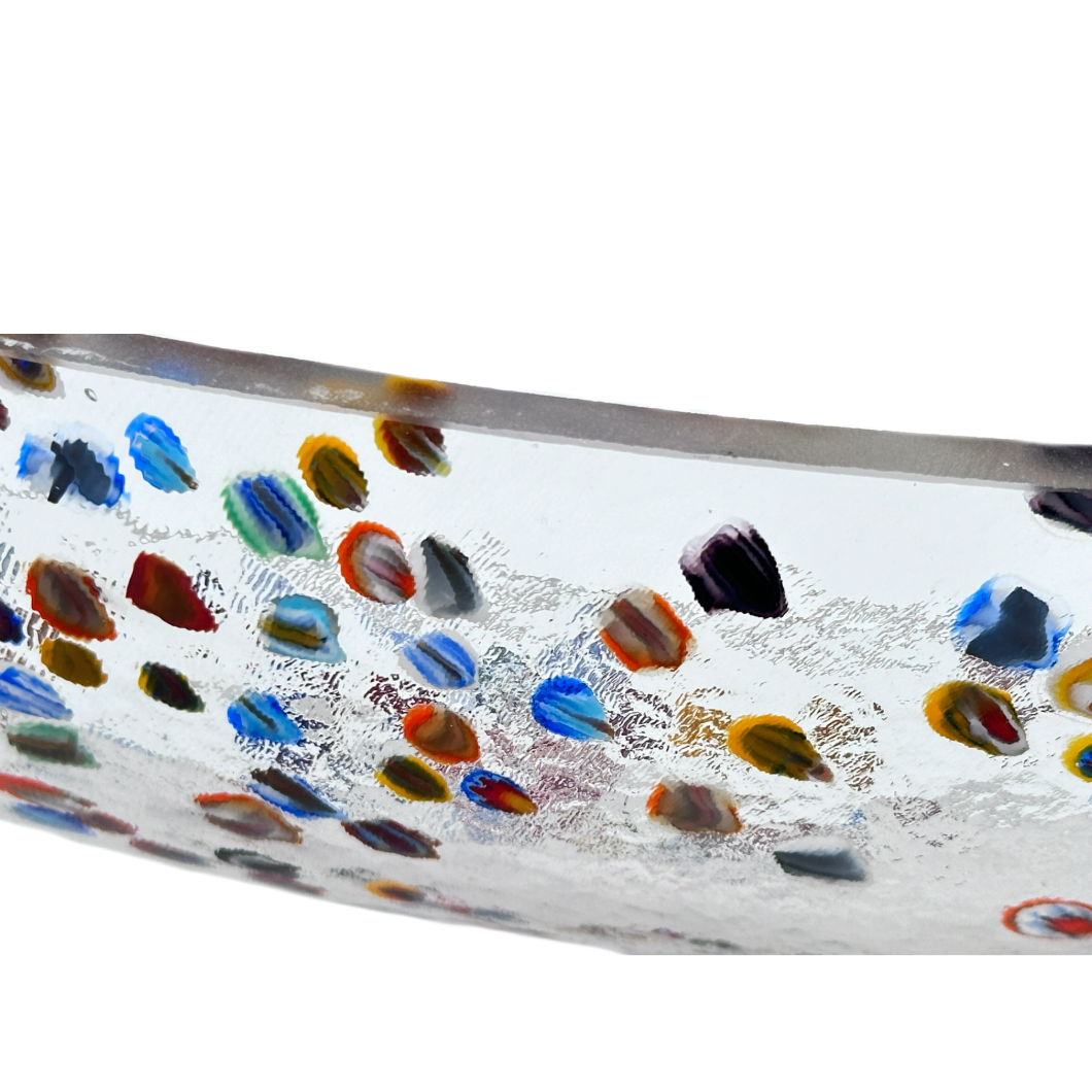 Murano Glass Millefiori Bowl Canoe Shape Handmade in Italy byYalos Murano Glass
