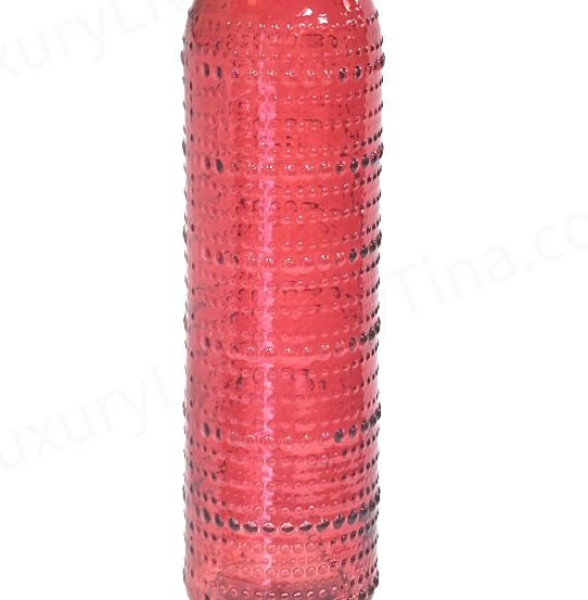 Olive Oil & Vinegar Red HobnailGlass Bottle Dispensers w/Gold Pour & Gold Holder