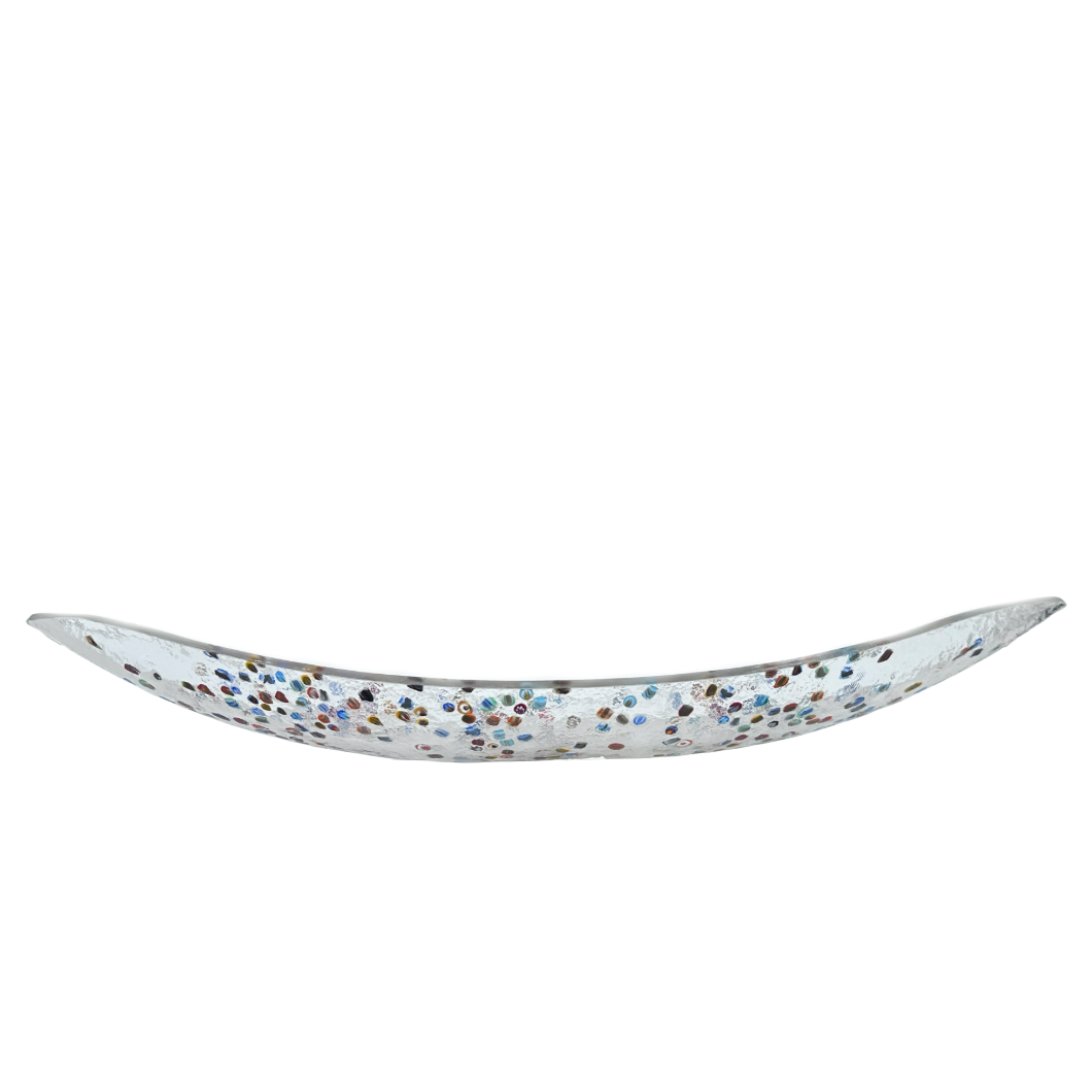 Murano Glass Millefiori Bowl Canoe Shape Handmade in Italy byYalos Murano Glass