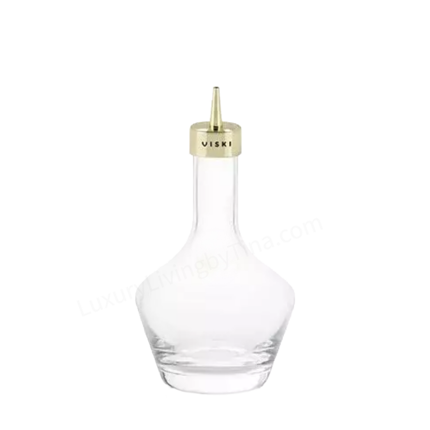 Viski Bitters Bottle Sleek Glass Design With Gold Dasher Top - Barware