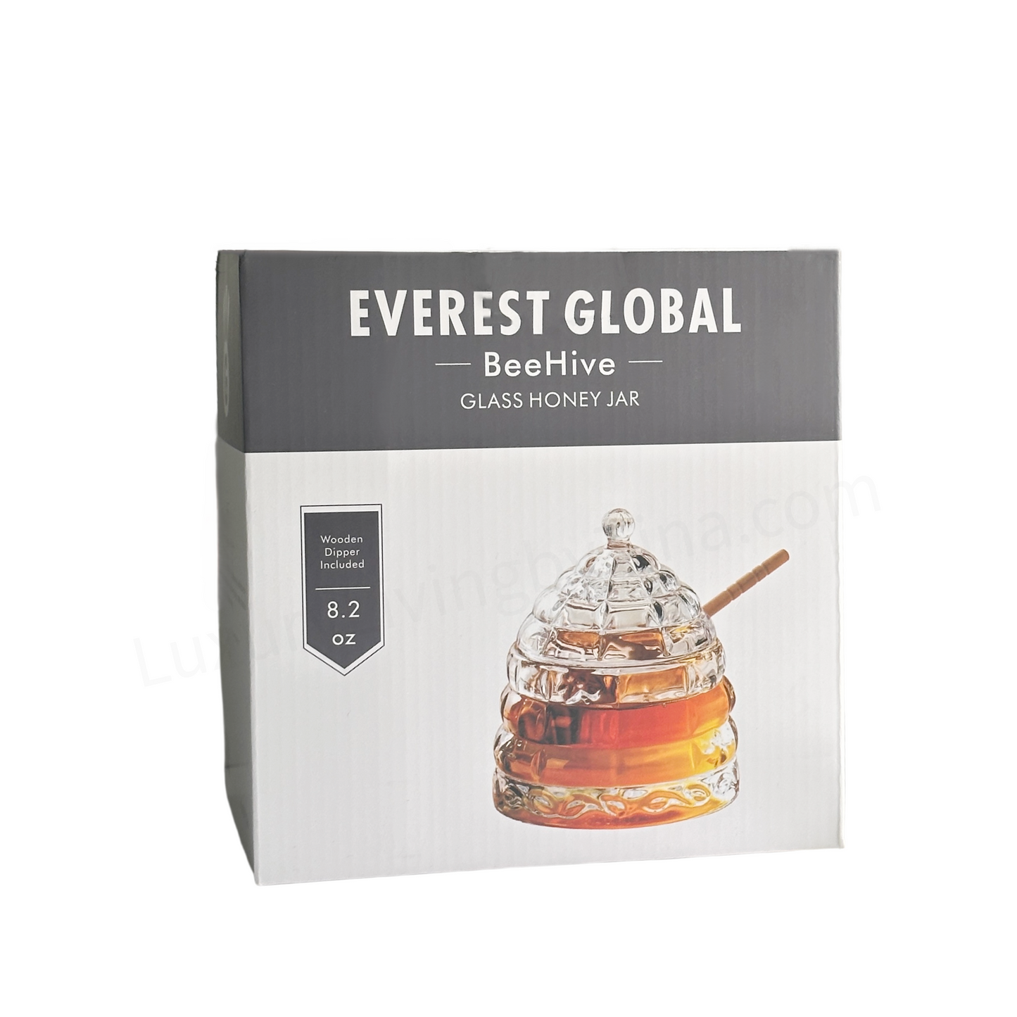 Crystal Bee Honey Pot Jar with Dipper and Lid Elegant Glass Beehive Honey Dish