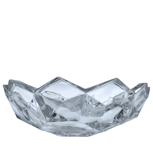 Bohemia Crystal Honeycomb Glass Bowl w/Scalloped Rim Handblown in Czech Republic