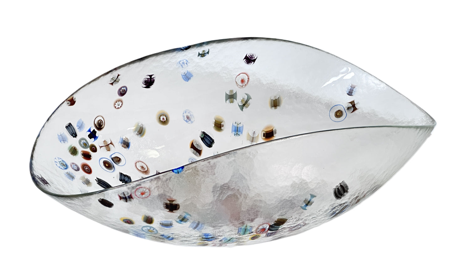 Murano Glass Millefiori Bowl Curved Sides Handmade in Italy byYalos Murano Glass