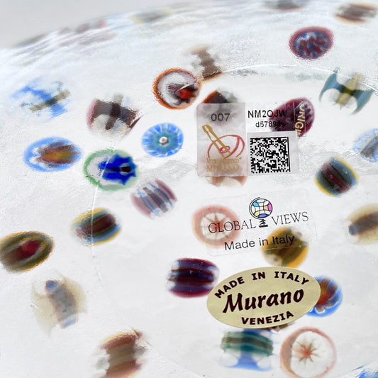 Murano Glass Millefiori Bowl Curved Sides Handmade in Italy byYalos Murano Glass