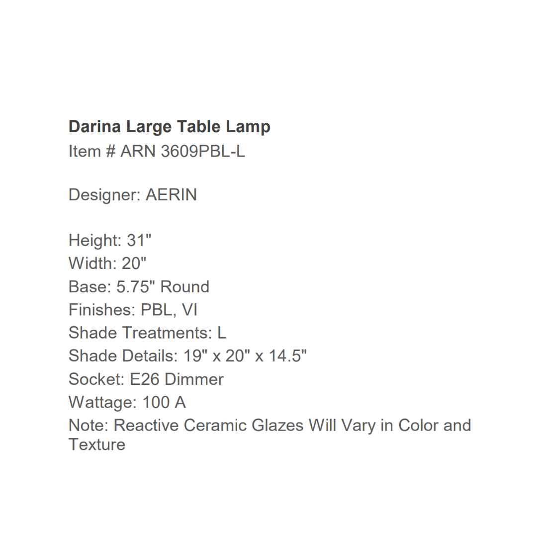 Aerin Darina Large Pebbled Blue Table Lamp Visual Concepts Dimmer Reactive Glaze