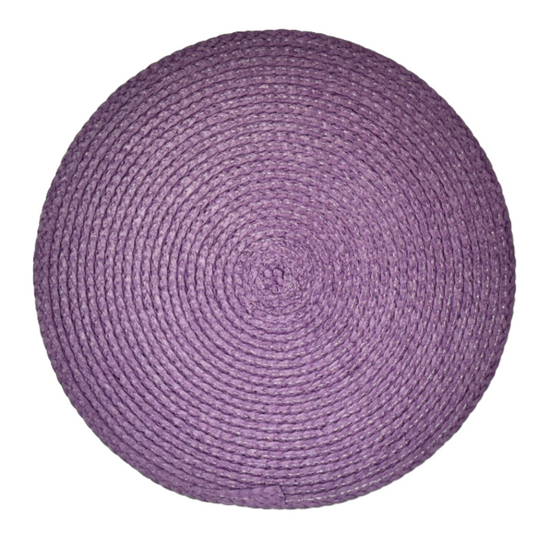 6 pc Round Weaved Purple Plum Placemats 15" Braided Woven Polypropylene