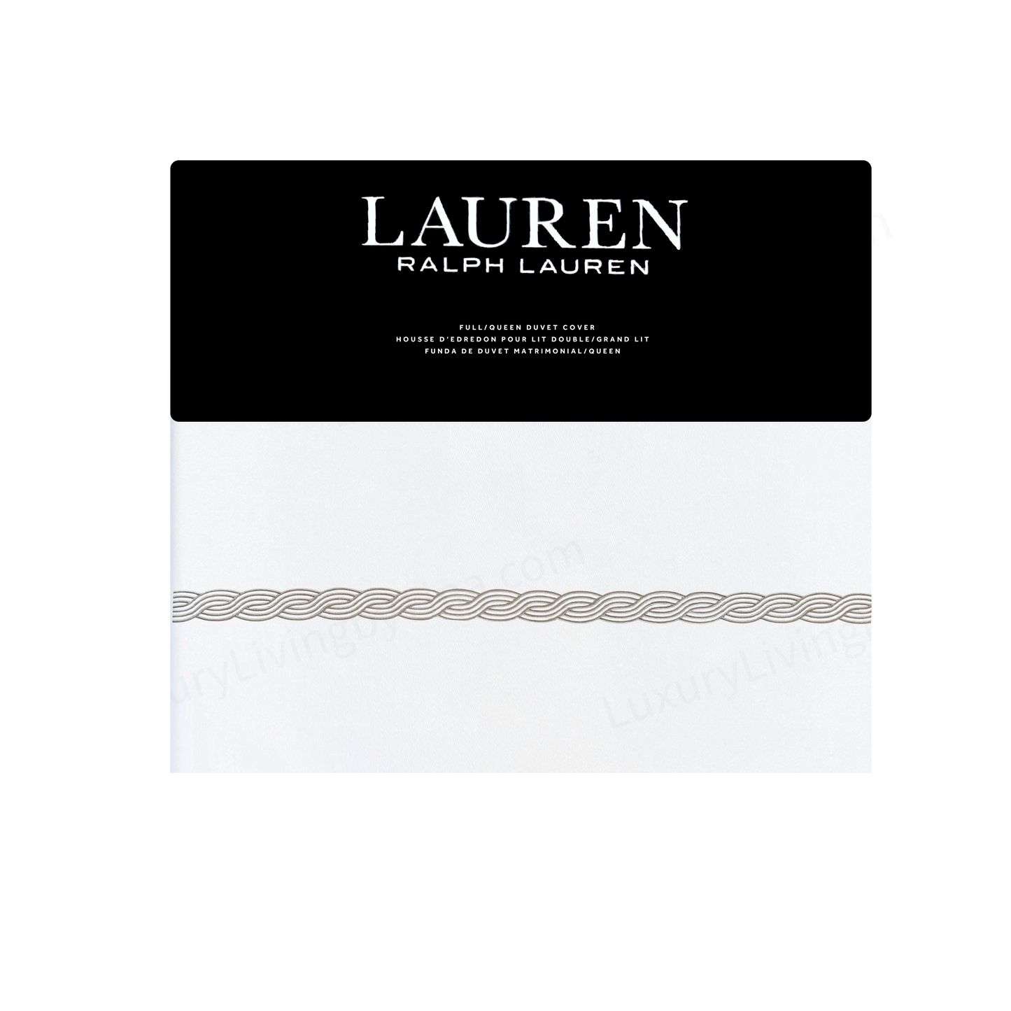 Ralph Lauren Spencer Cable Embroidery Stone Gray Queen/Full Duvet Cover