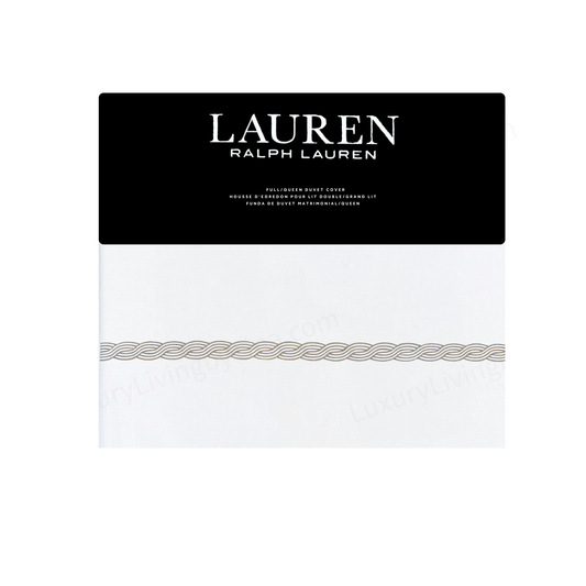 Ralph Lauren Spencer Cable Embroidery Stone Gray Queen/Full Duvet Cover