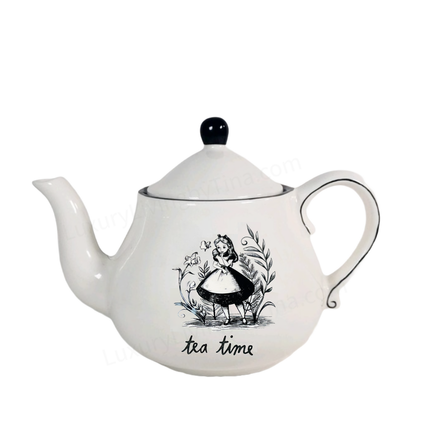 Disney Alice In Wonderland "TEA TIME" Ceramic Teapot Collectible Decor