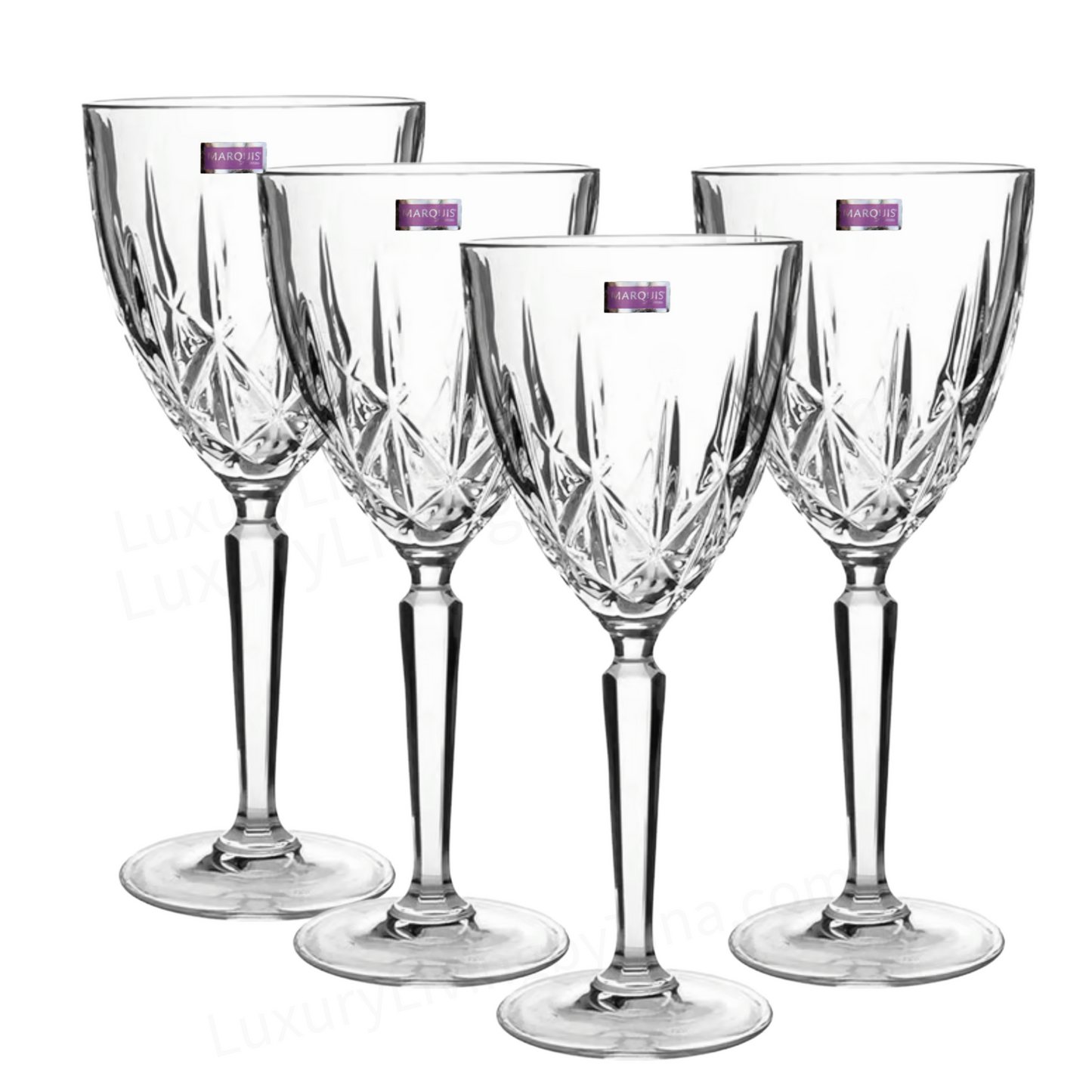 Waterford Crystal Marquis Calici Sparkle Wine Glass Set of 4 Blown Glass