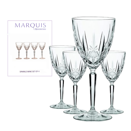Waterford Crystal Marquis Calici Sparkle Wine Glass Set of 4 Blown Glass