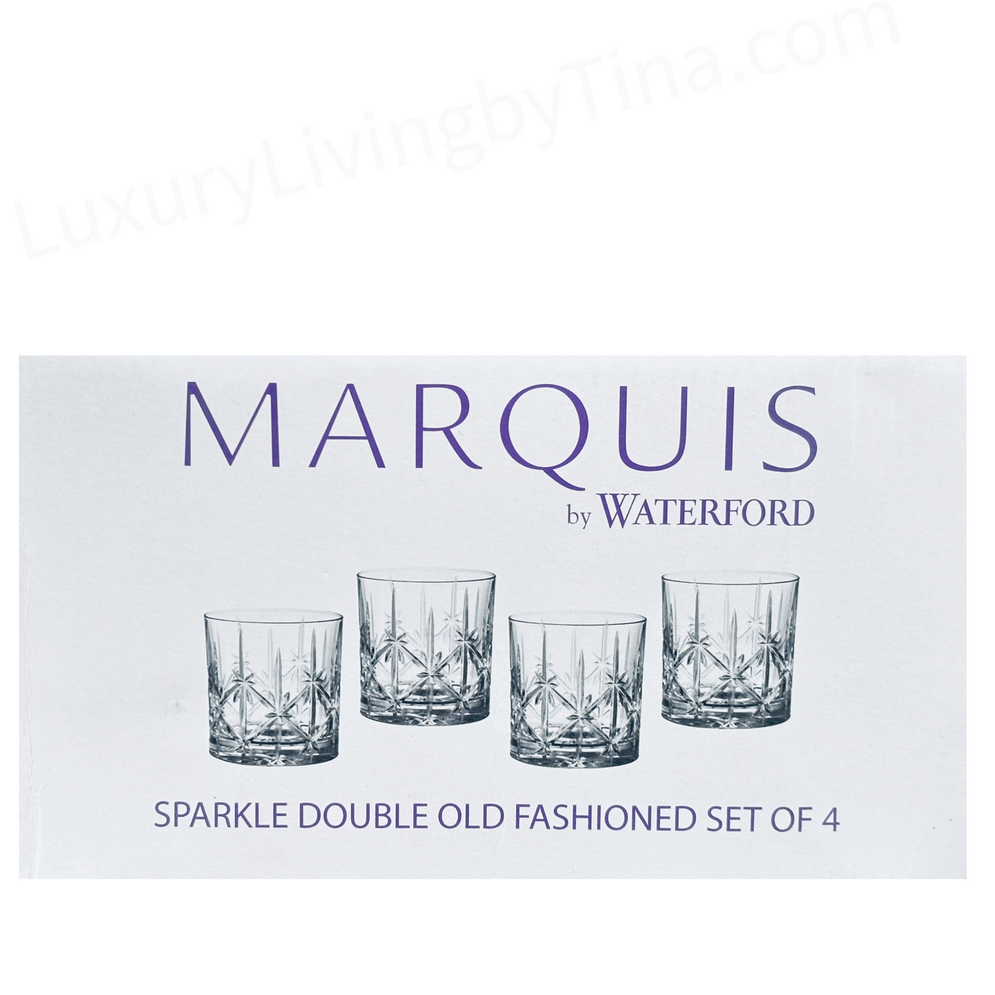 Waterford Crystal Marquis Bicchieri Sparkle Double Old Fashioned Glass Set of 4