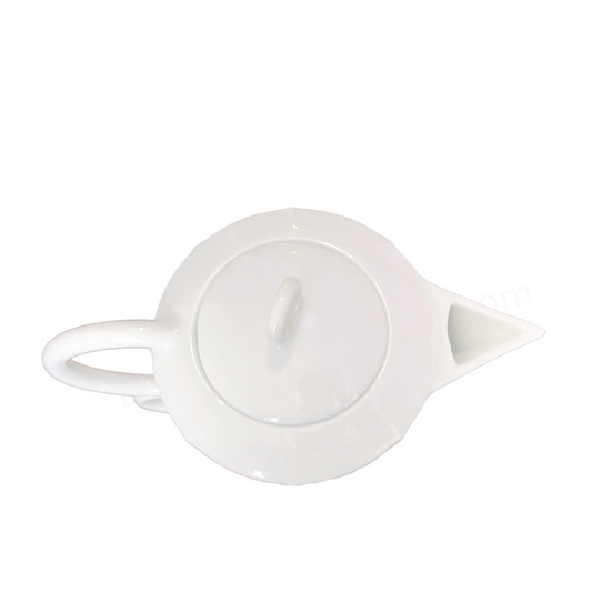 Coffee Pot, Carafe, White Geometric w/Circular Handles by Philippe Deshoulieres