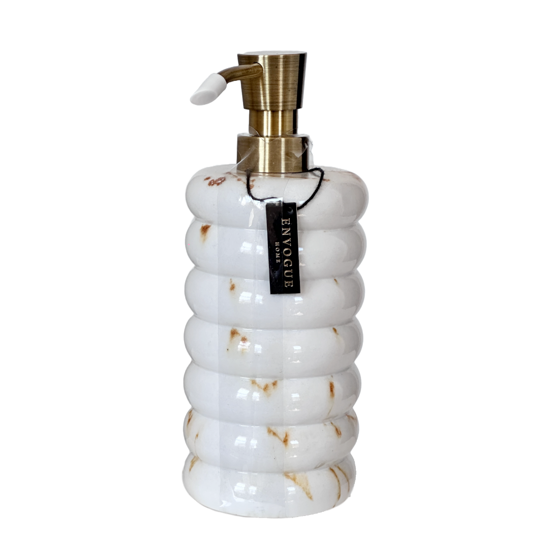 Ceramic Bathroom Soap Pump Dispenser Ribbed w/Gold Streaks & Pump by Envogue