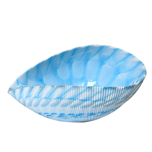 Sea Blue Murano Glass Bowl Curved Sides Handmade in Italy byYalos Murano Glass