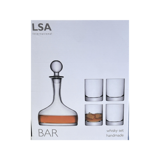 Whiskey Set 54 oz Decanter & Four 8 oz Whiskey Glasses LSA International Bar